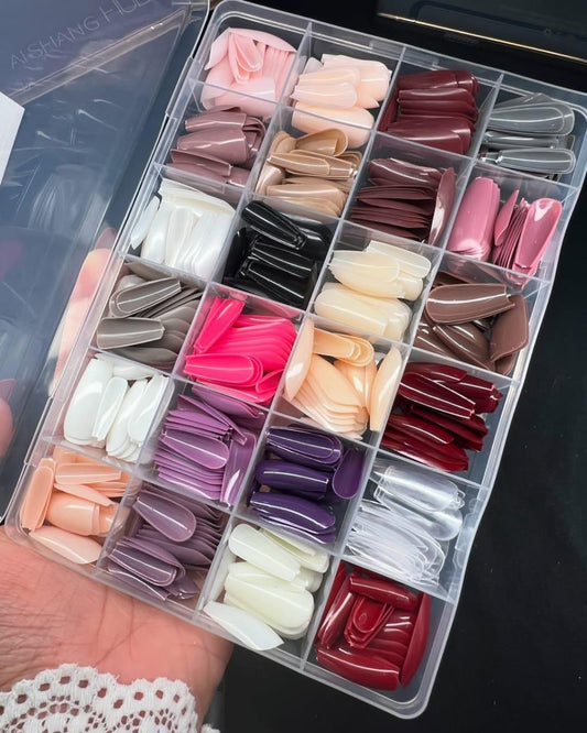 576 Pcs Professional Manicure Fake Nails - Multicolor Collection