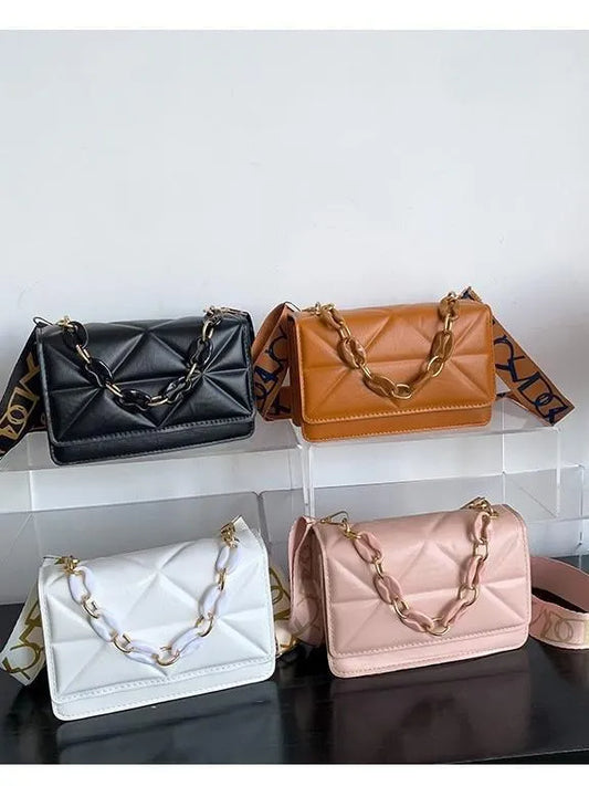 Chic Women's Pink Quilted PU Leather Hand Bag - 1 Pc